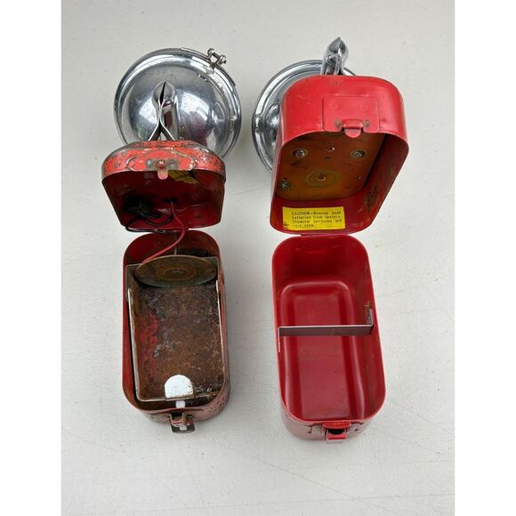 Vtg Teledyne Big Beam 266 Red Metal Flashlights Lantern Combo Railroad Untested - Picture 12 of 13